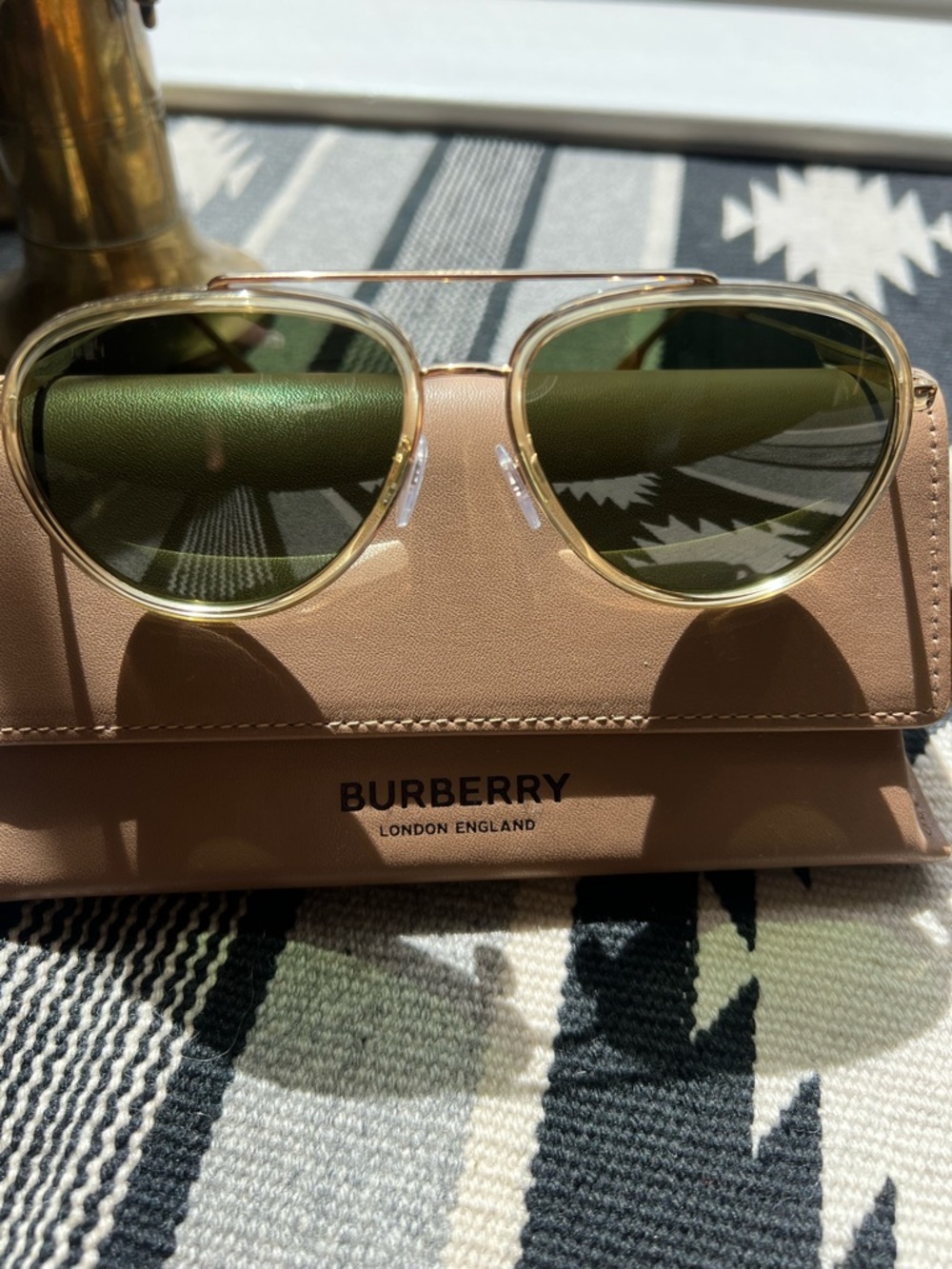 Burberry B 3125 Gold Aviator Style Sunglasses - Picture 12 of 15